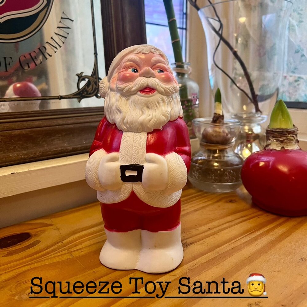 Vintage 70s Laughing Santa Squeeze Toy - 8" MCM Kitschmas Decor